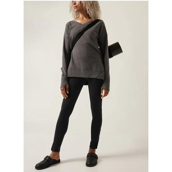 Athleta Coaster Luxe V-Neck Sweatshirt Darkest Gray Size Small - Picture 2 of 12